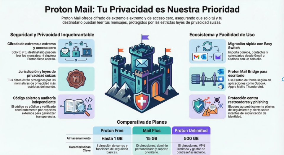 Proton Mail privacidad y cifrado de extremo a extremo