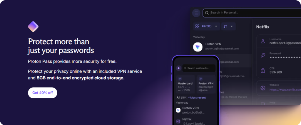 Proton Pass interface password manager dashboard review